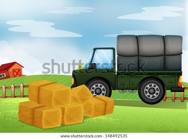 Illustration of a cargo car at\
the farm