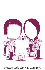 Illustration Caricature Cute Wedding Couple