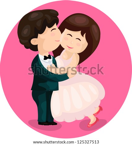 Illustration Cartoon Cute Couple Kissing Stock Illustration 125327513