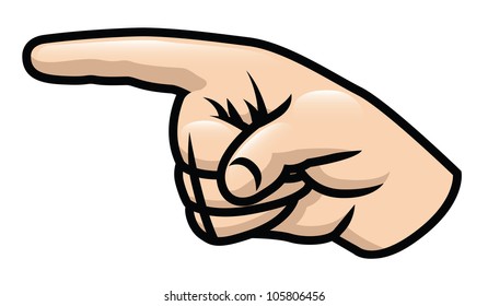 Illustration of a cartoon hand pointing. Raster.