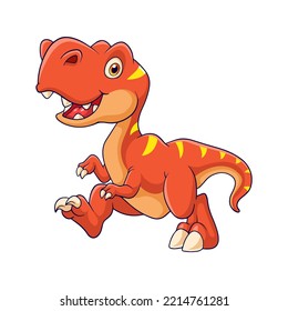Illustration Cartoon red dinosaur white background