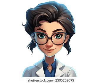 Illustration in cartoon style of portrait of a laboratory worker, doctor, scientist with white background - Powered by Shutterstock