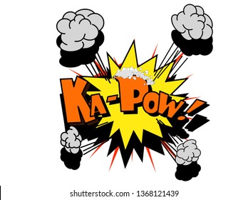  Illustration Of Cartoon Word Kapow! On White Background.