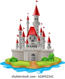 Illustration Castles On Islands Vector Illustration Stock Vector ...