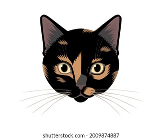 Illustration of cat face on white background