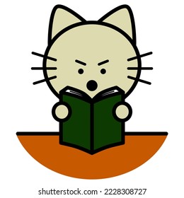 an illustration cat reading