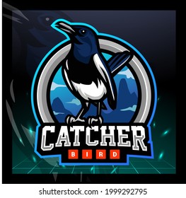 Illustration Of Catcher Bird Mascot. Esport Logo Design