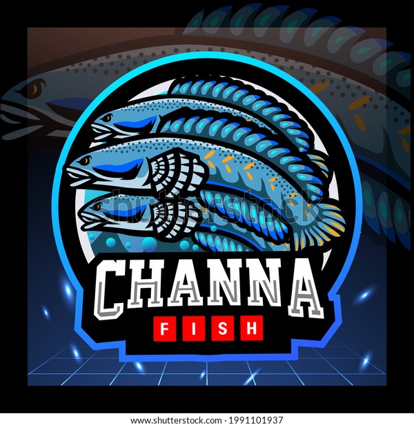 Illustration Channa Pulchra Fish Mascot Esport Stock Illustration