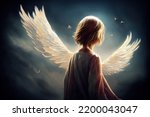 a illustration of child as guardian angel