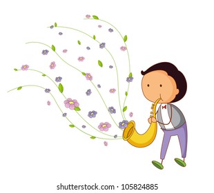 Illustration Of Child Playing A Sax