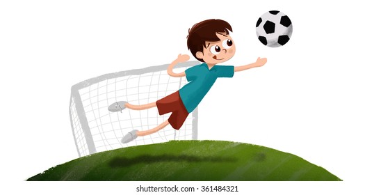 Funny Goalkeeper Cartoon Action Smile Waving Stock Vector (royalty Free 