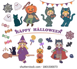 Children Dressed Costumes Ready Celebrate Halloween Stock Vector 