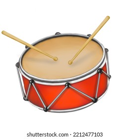 Illustration Of A Child's Drum On An Isolated Background. Clip Art Musical Instruments. Drum.