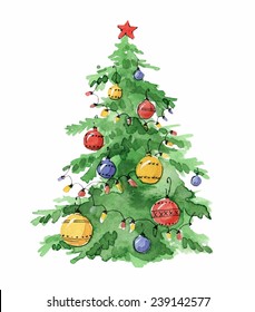 Illustration Christmas trees decorated