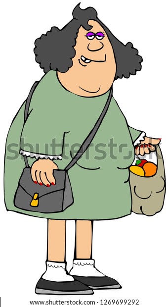 Illustration Chubby Brunette Woman Wearing Dress Stock Illustration 1269699292 Shutterstock