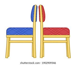 Illustration of the classic domestic padded chairs. Side view