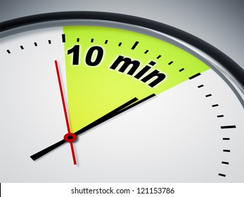An illustration of a clock with the words 10 min
