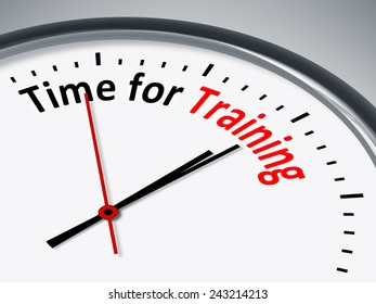 An illustration of a clock with the words Time for Training