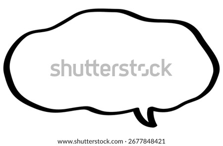 An illustration of a cloud-shaped speech bubble drawn with a black line.　An illustration of a distorted cloud-shaped speech bubble.　