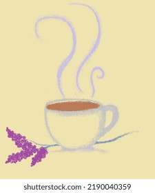 Illustration Of Coffee And Flowers With Air Brush Tools