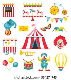 Circus Set Games Characters Illustration Stock Vector (Royalty Free ...