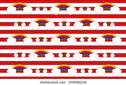 Illustration colorful pattern illustration rainbow joining two clouds