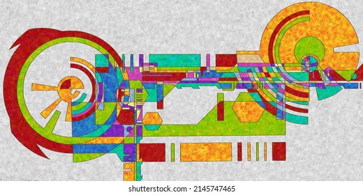 Illustration. Colorful Technology Backgroud Paint. Geometric And Modern Concept