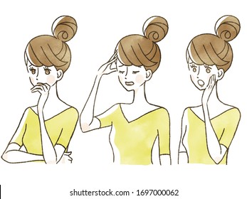 Illustration Of A Confused Or Discouraged Female Expression