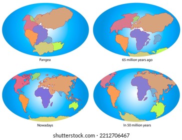 Illustration Of Continental Drift From Pangea