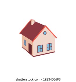  illustration of cool detailed red house icon isolated on white background.