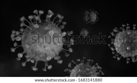 illustration of coronavirus under the microscope. 3D illustration