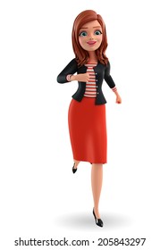 Illustration Of Corporate Lady Is Running