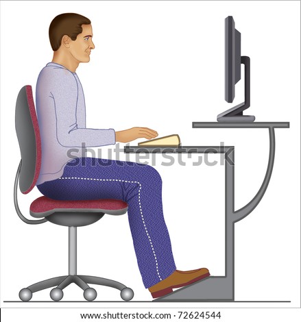 Illustration of the correct position of persons at the computer