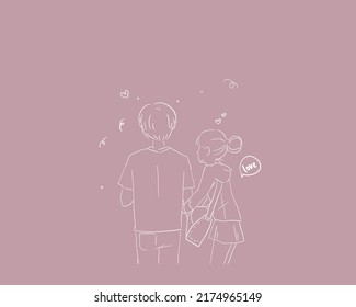Illustration of couple that uses for greeting card or even wallpaper 