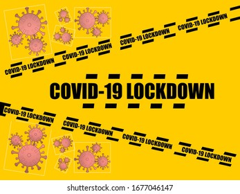 Illustration : Covid 19 Lockdown Conceptual And Background. Global Pandemic Virus.