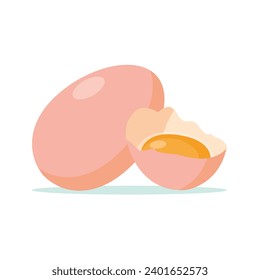 Illustration, cracked egg shell isolated on white background, template design for recipe or national egg day banner. - Powered by Shutterstock