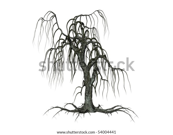 Illustration Creepy Tree Isolated Agains White Stock Illustration 54004441