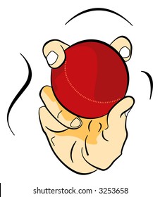 Illustration For Cricket Ball In Hand