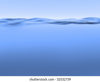 Illustration Of A Cross Section Of Blue Water And Sky