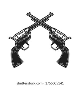 Illustration Crossed Revolvers Engraving Style Design Stock ...