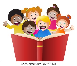 Cartoon Little Kid Reading Book Stock Vector (Royalty Free) 288535805 ...