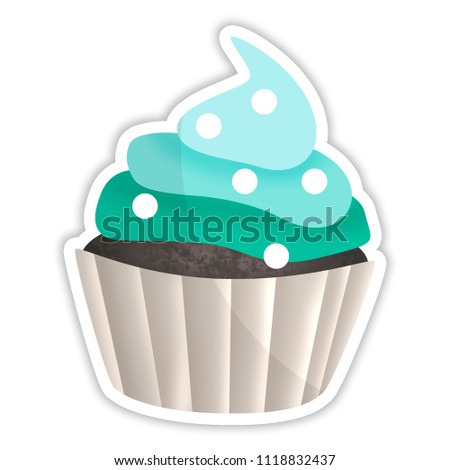 illustration of cupcake, cake, dessert, pastry, sticker