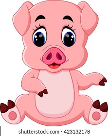 Cute Pig Cartoon Posing Stock Vector (Royalty Free) 436109200