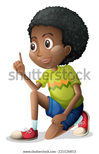 Illustration Cute Black Kid On White Stock Illustration 221526853