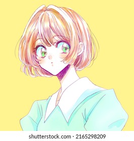 Illustration Of A Cute Bob Haircut Woman