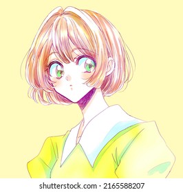 Illustration Of A Cute Bob Haircut Woman