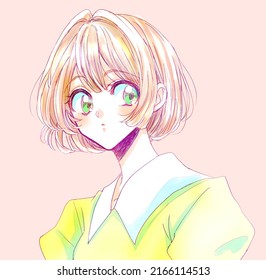 Illustration Of A Cute Bob Haircut Woman