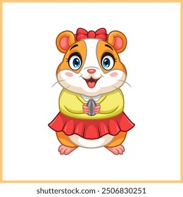 Illustration of Cute cartoon hamster holding a food - Powered by Shutterstock