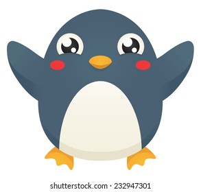 Illustration Cute Cartoon Penguin Flippers Raised Stock Illustration ...