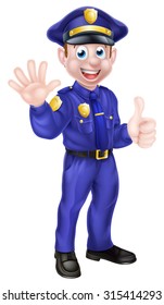 An illustration of a cute cartoon policeman character mascot